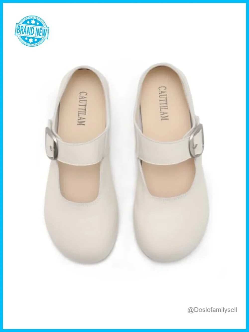 Women's Mary Jane Flats Cow Leather Round Toe Slip-On Buckle